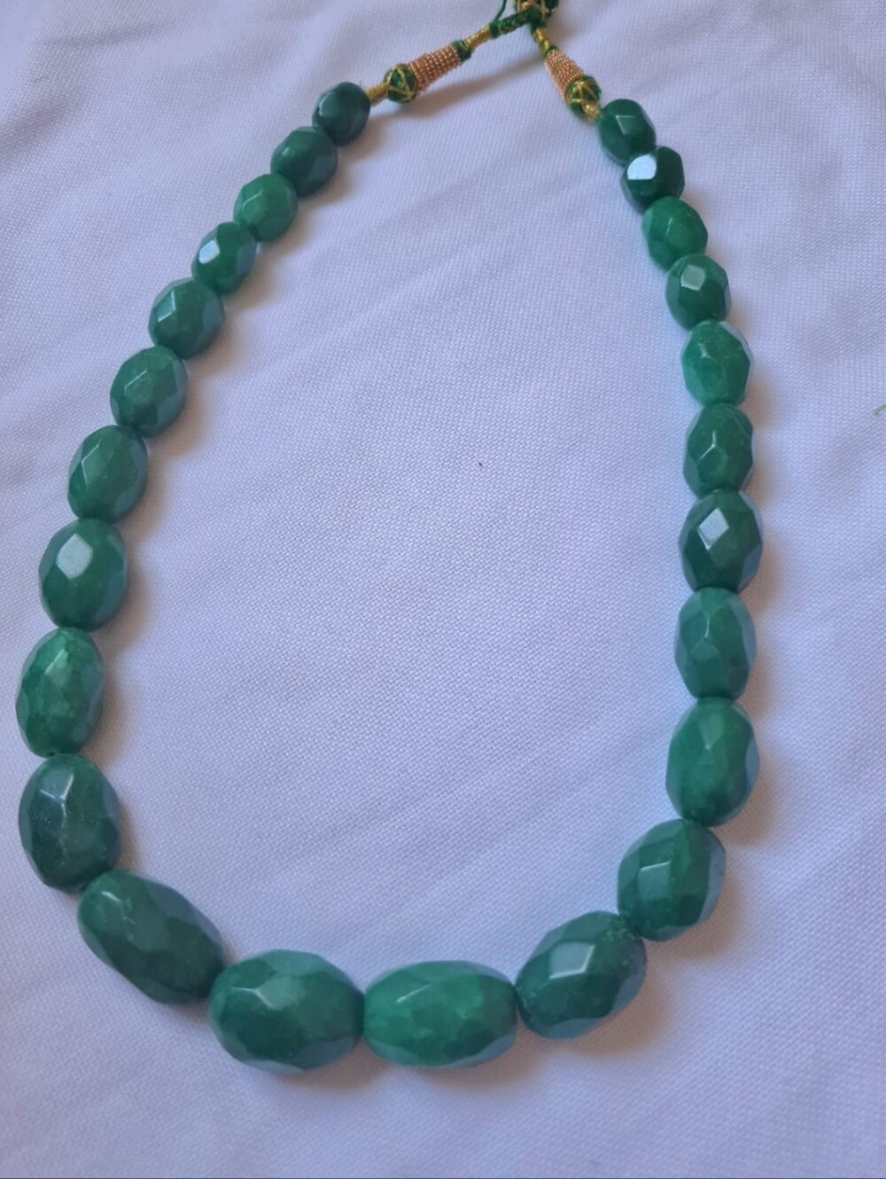 Green Emerald Faceted Bead Necklace, Natural Stone - Women Jewelry
